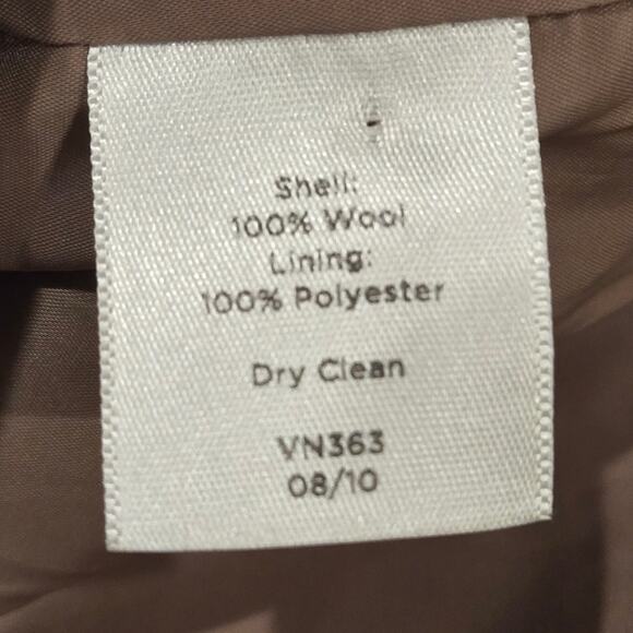 Talbots Peacoat 100% Wool Double Breast Front Pockets Tan Jacket Womens Size 10 - Picture 11 of 11